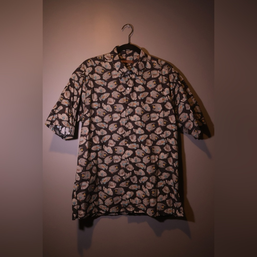 Tori Richard Fish Pattern Short Sleeve Button Up Shirt